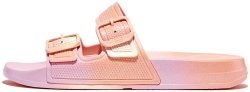 FitFlop Iqushion 2 Bar Buckle Slide Urban White Iridescent