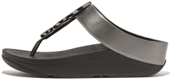 FitFlop Halo Bead-Circle Metallic Toe-Post Pewter Black