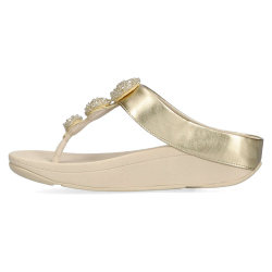 FitFlop Fino Beadie-Button Metallic Toe-Post Platino