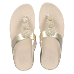 FitFlop Fino Beadie-Button Metallic Toe-Post Platino
