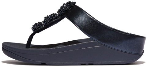 FitFlop Fino Beadie-Button Metallic Toe-Post Metallic Midnight Navy