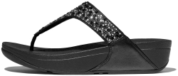 FitFlop Lulu Crystal-Mix Toe-Post All Black