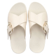 FitFlop Lulu Resin-Buckle Leather Cross Slides Paris Beige